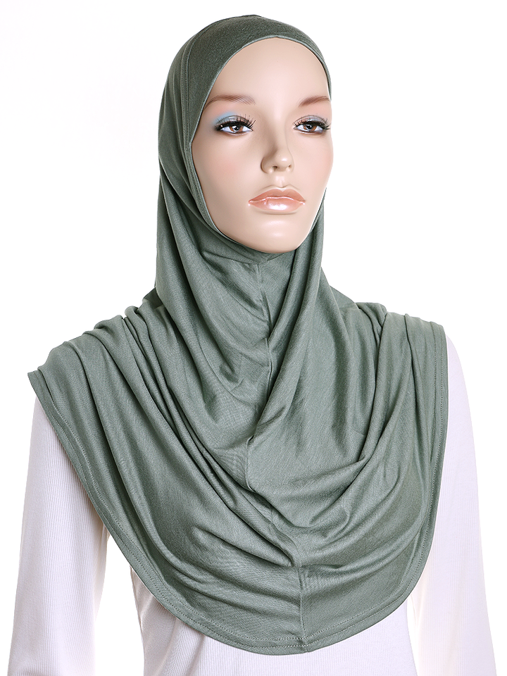 Dark Sage Plain Jersey Al Amira Hijab