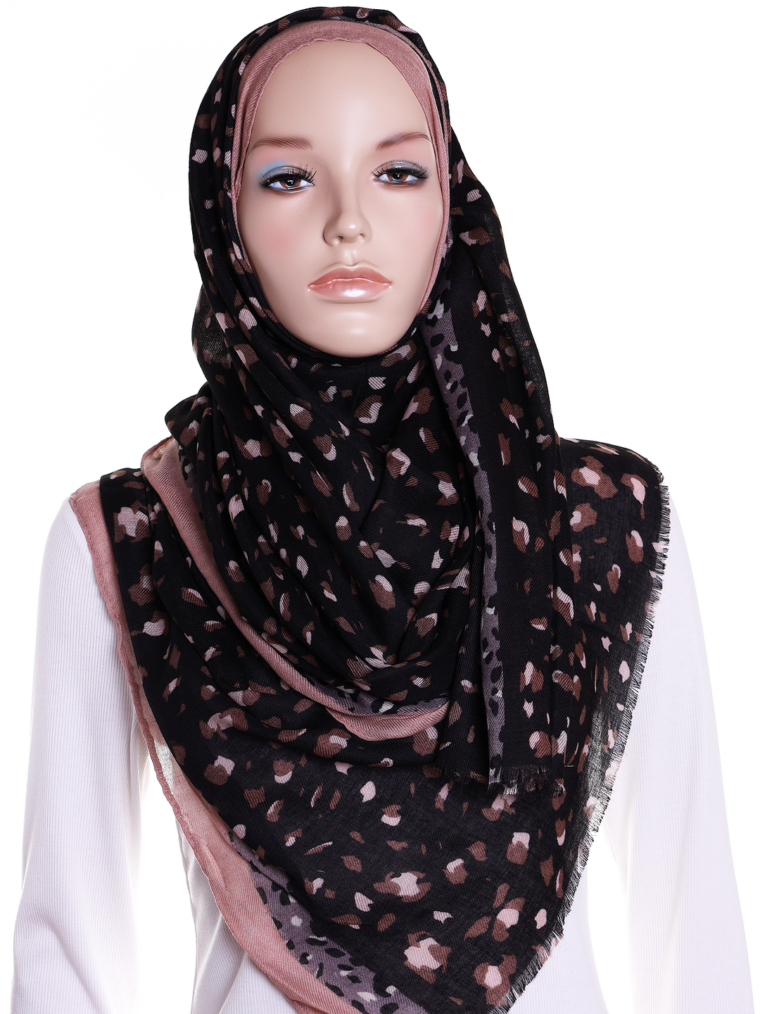 Black Leopard Border Print Hijab