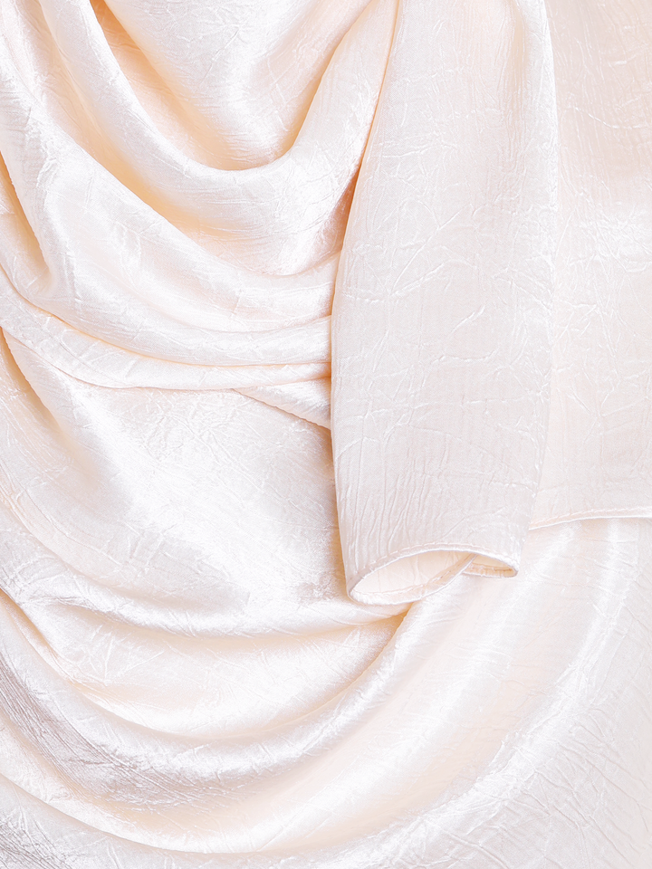 Cream Plain Crushed Satin Hijab