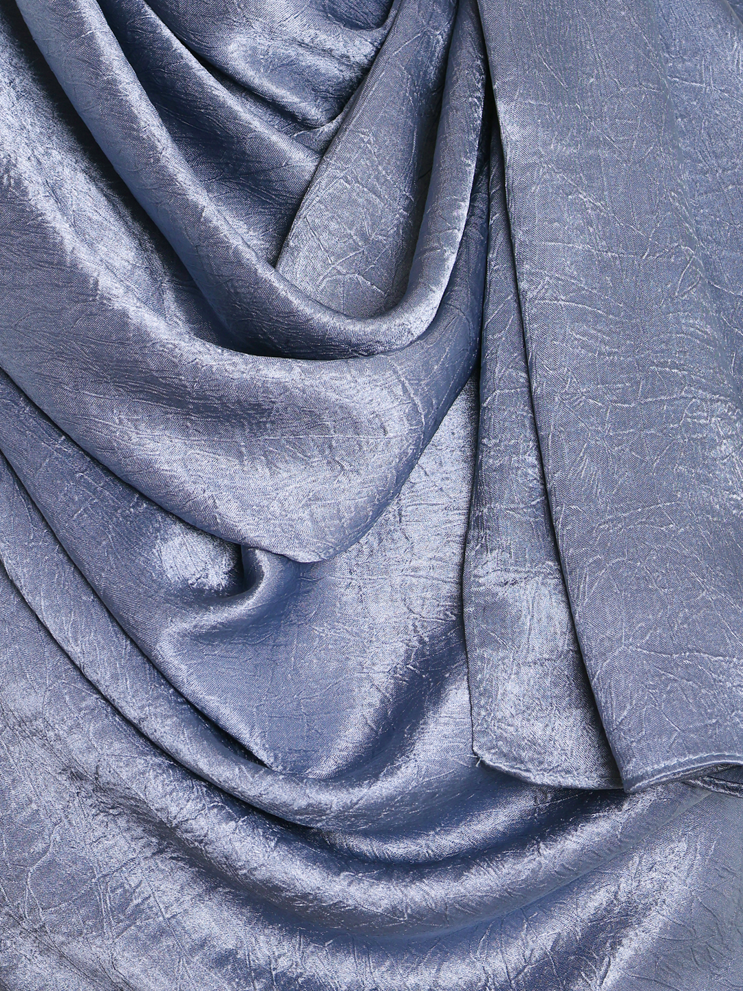 Denim Plain Crushed Satin Hijab