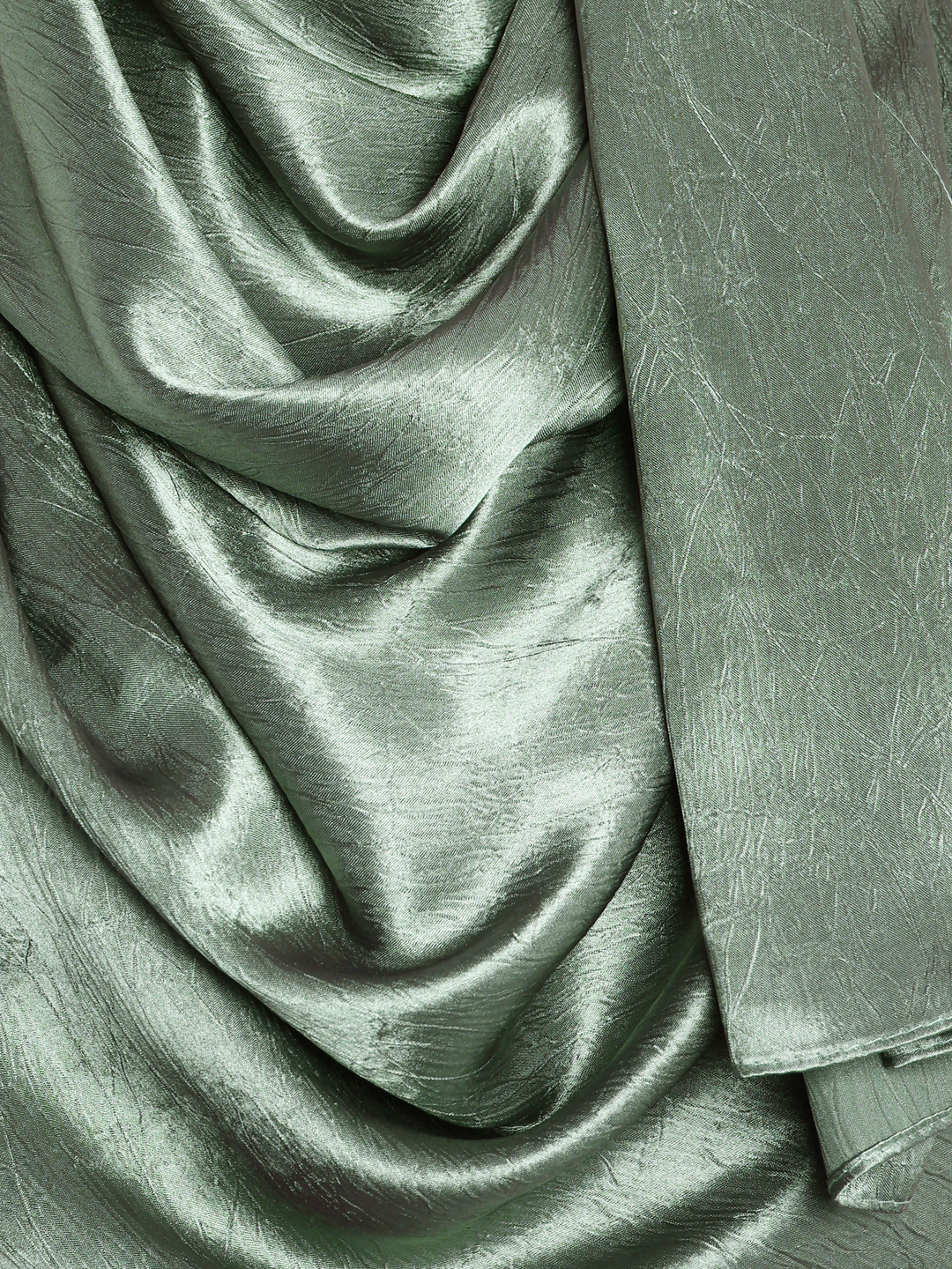 Sage Plain Crushed Satin Hijab