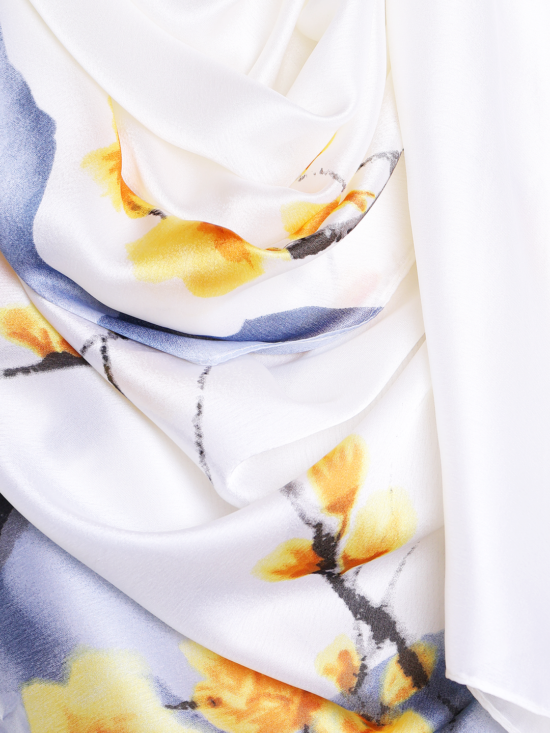 Cream Meadow Silk Print Hijab