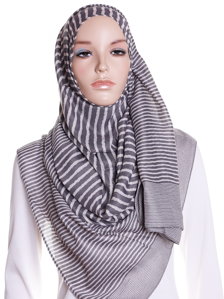 Grey Stripe Hijab