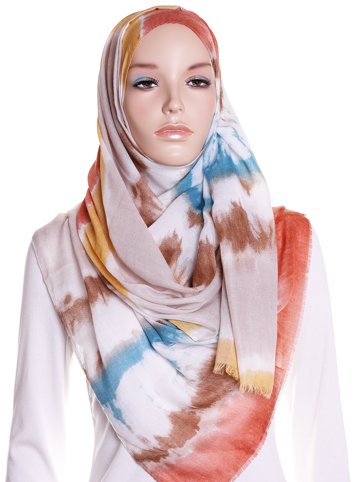 Teal & Brown Tie Dye Hijab