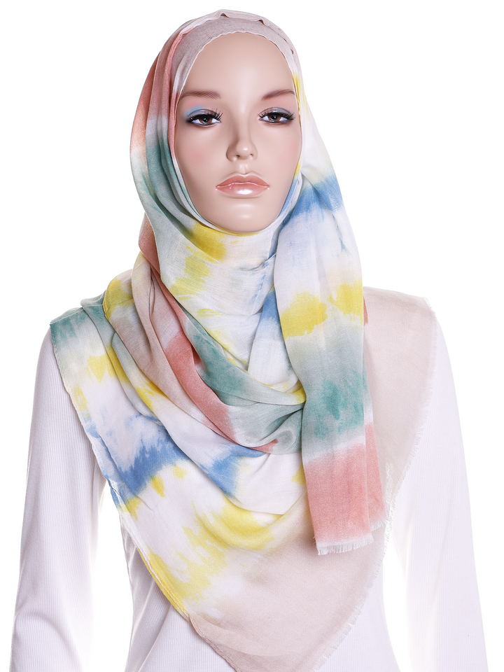 Yellow & Blue Tie Dye Hijab