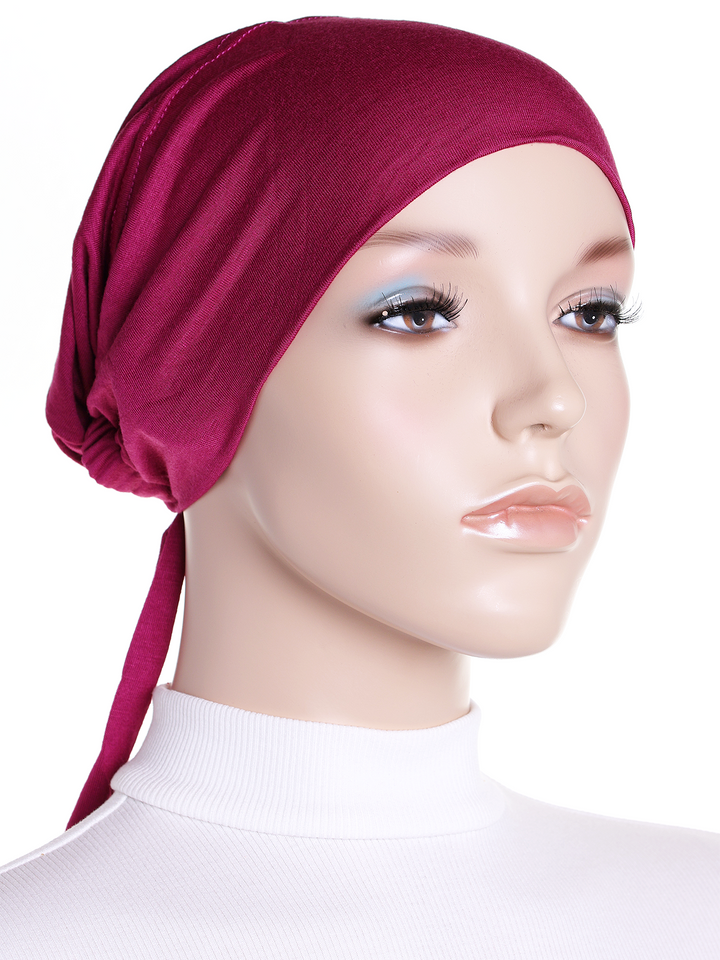 Cerise Plain Jersey Tie Back Bonnet