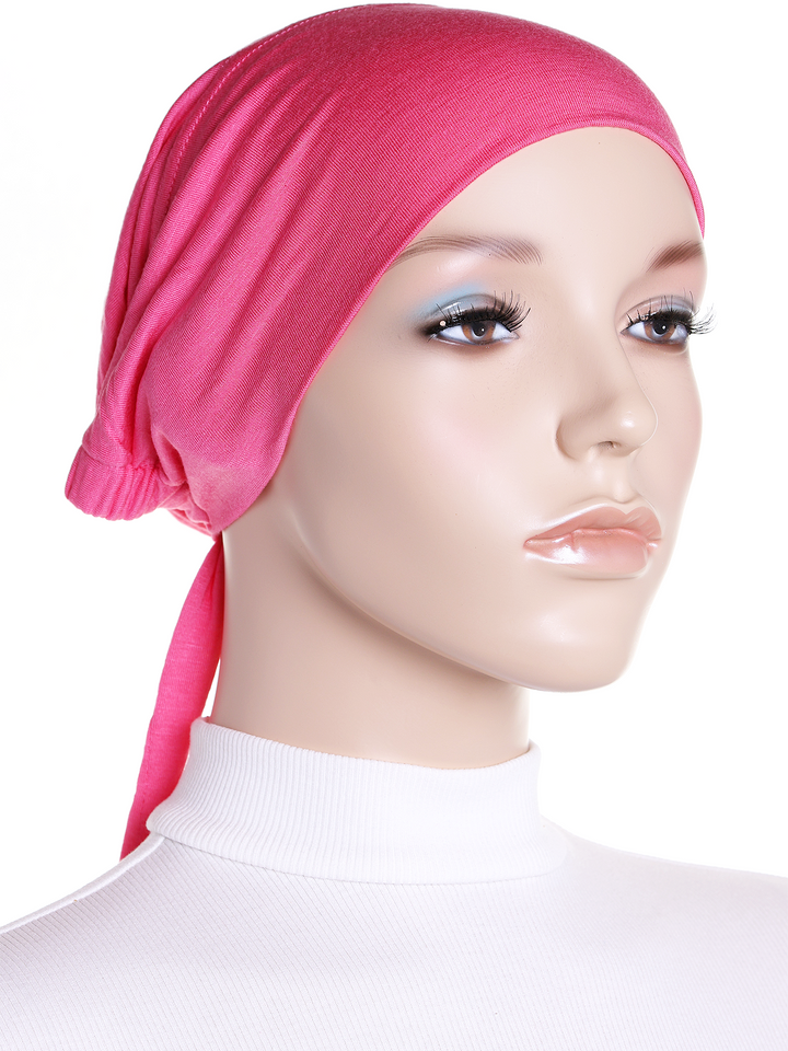 Dark Pink Plain Jersey Tie Back Bonnet