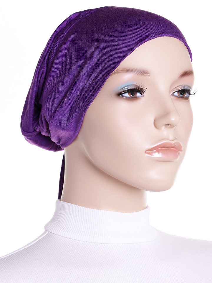 Purple Plain Jersey Tie Back Bonnet