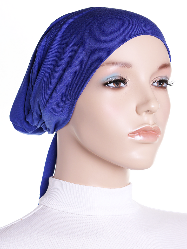 Royal Blue Plain Jersey Tie Back Bonnet