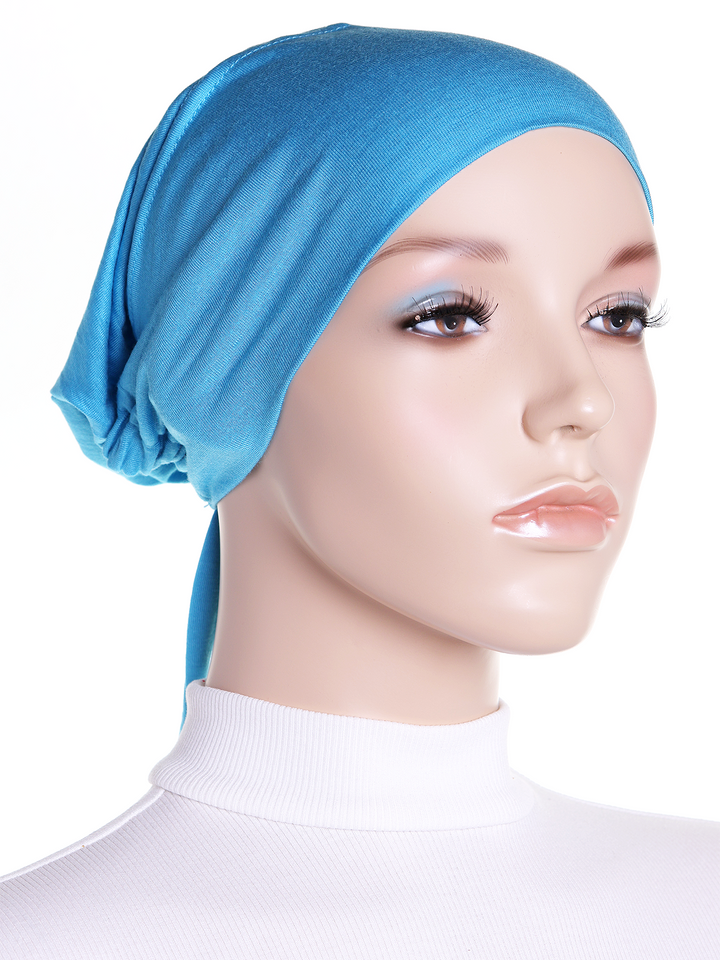 Turquoise Plain Jersey Tie Back Bonnet