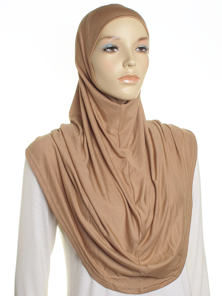 Dark Camel Plain Jersey Al Amira Hijab - Hijab Store Online