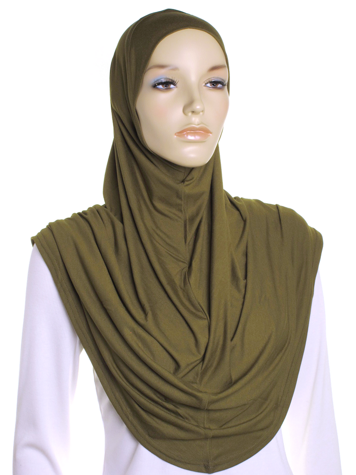 Khaki Green Plain Jersey Al Amira Hijab