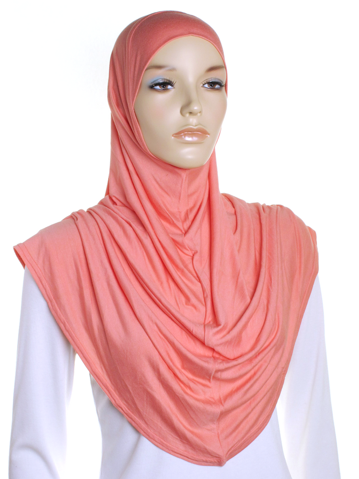 Peach Pink Plain Jersey Al Amira Hijab