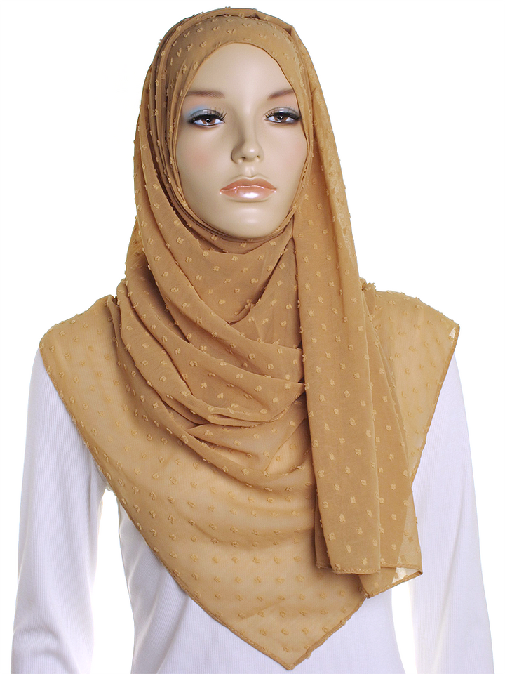 Caramel Dotted Chiffon Hijab