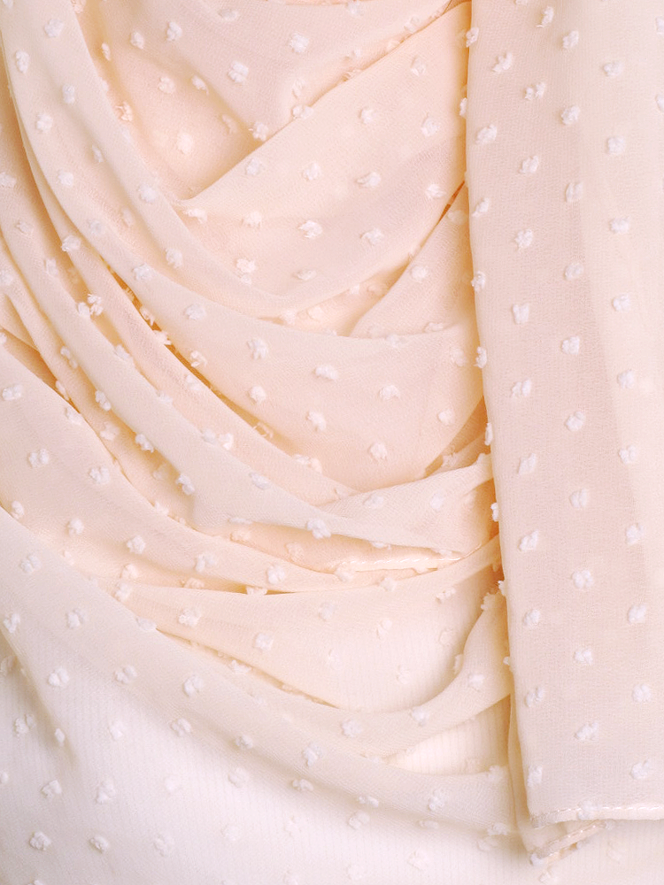 Light Peach Dotted Chiffon Hijab