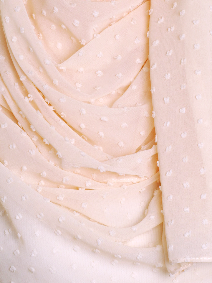 Light Peach Dotted Chiffon Hijab