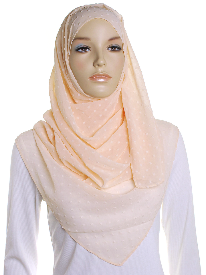 Peach Blush Dotted Chiffon Hijab