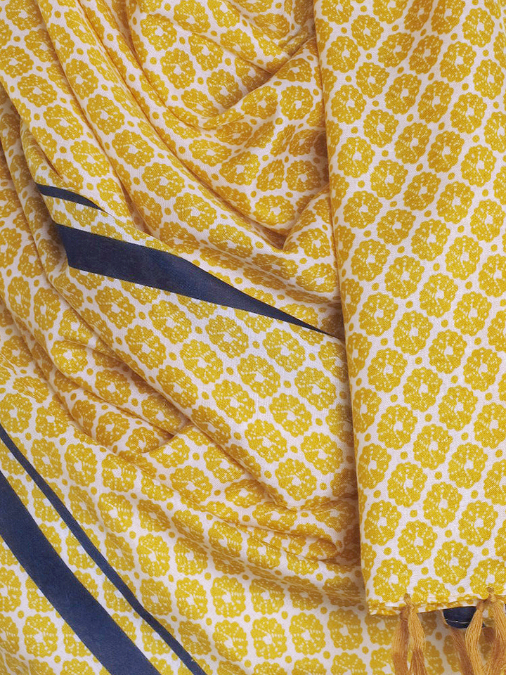 Mustard Patterned Tassel Print Hijab