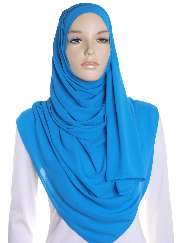 Azure Blue Premium Chiffon Hijab