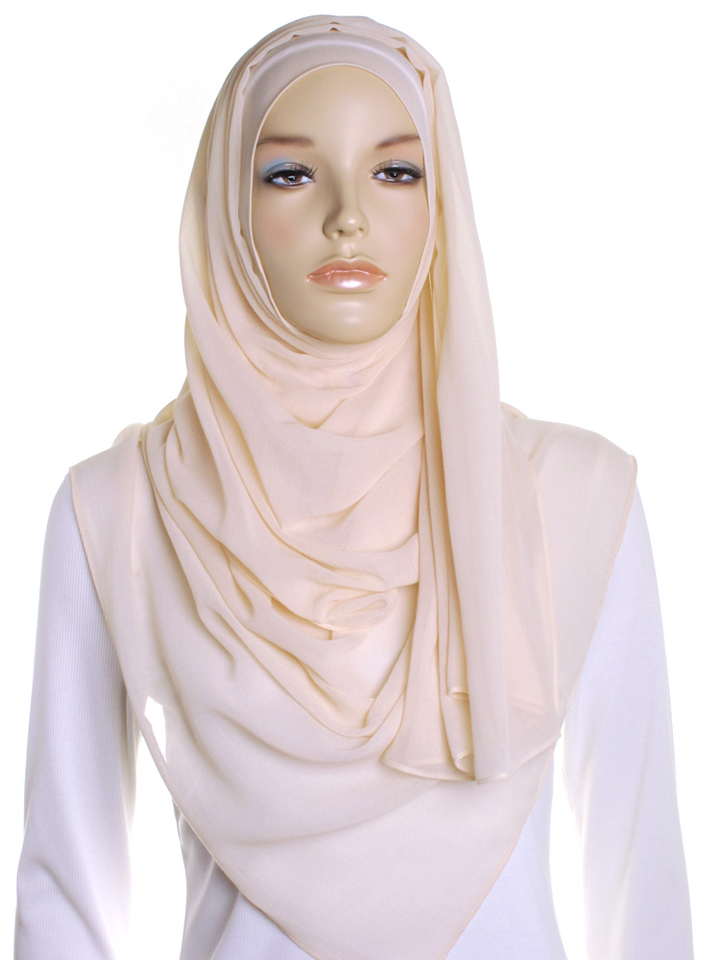 Dark Cream Plain Cotton Hijab