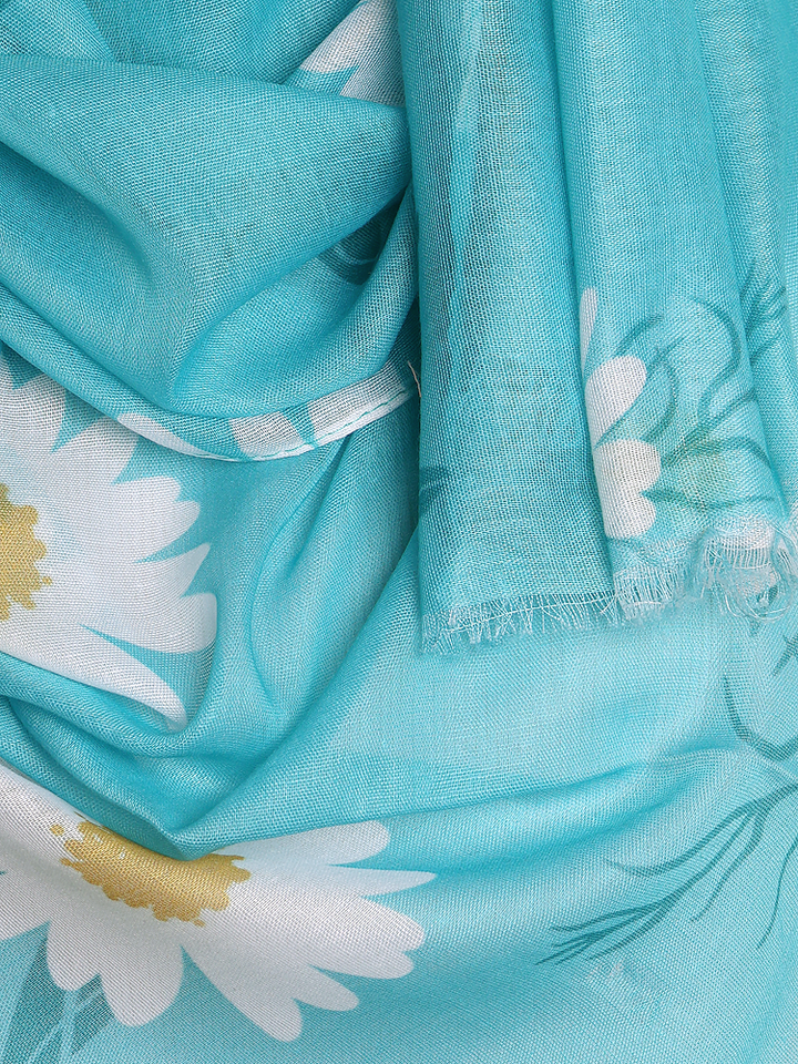 Teal Mini Daisy Cotton Hijab