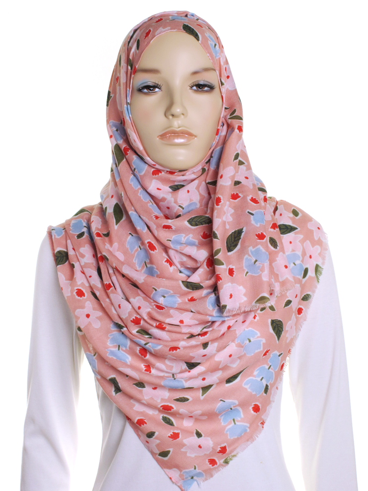 Pink Ditsy Flower Print Hijab