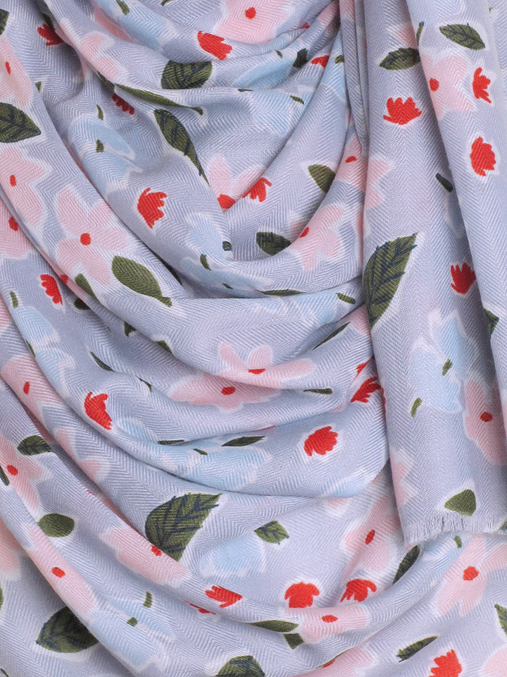 Silver Grey Ditsy Flower Print Hijab