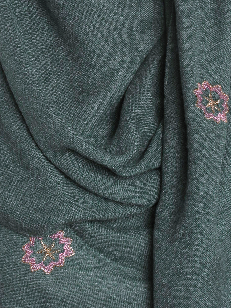 Green Floral Embroidered Hijab - Hijab Store Online