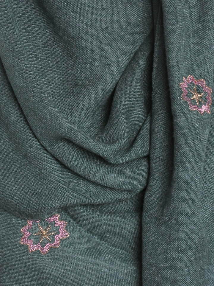 Green Floral Embroidered Hijab - Hijab Store Online