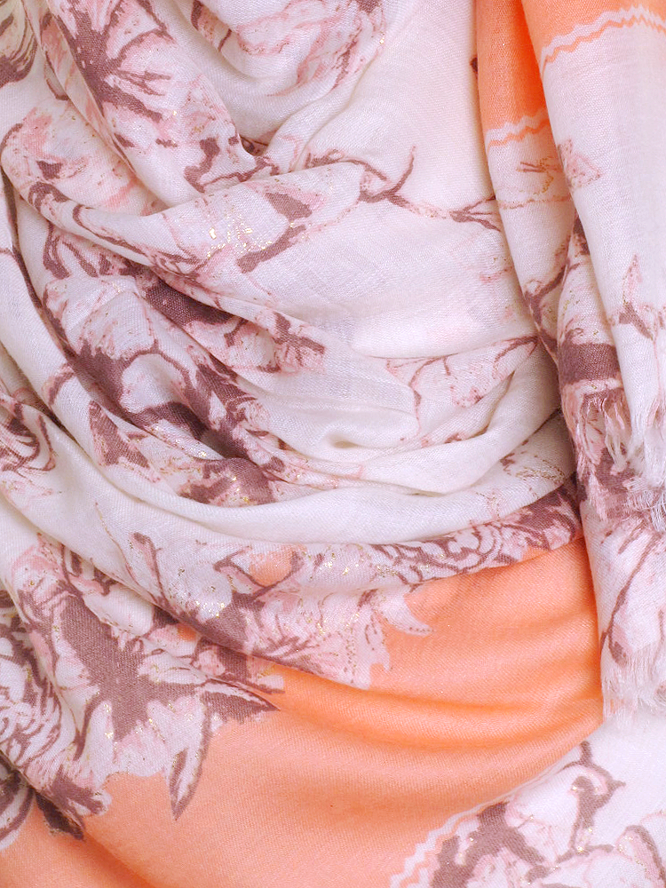 Peach Foil Flower Print Hijab