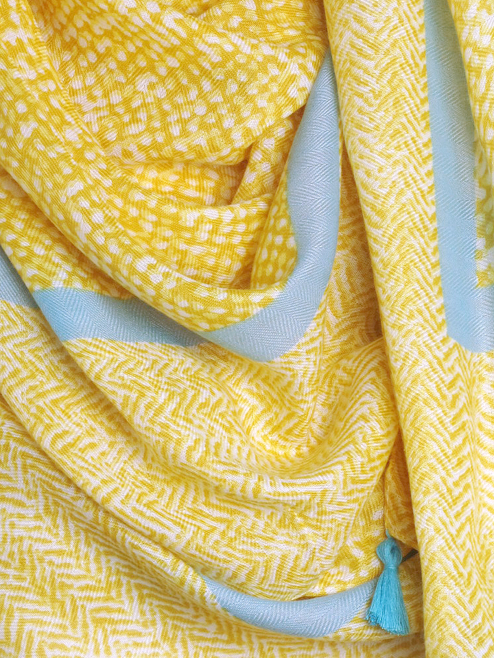 Yellow Herringbone Tassel Hijab