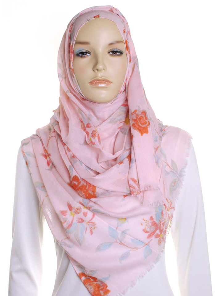 Pink Pastel Floral Print Hijab