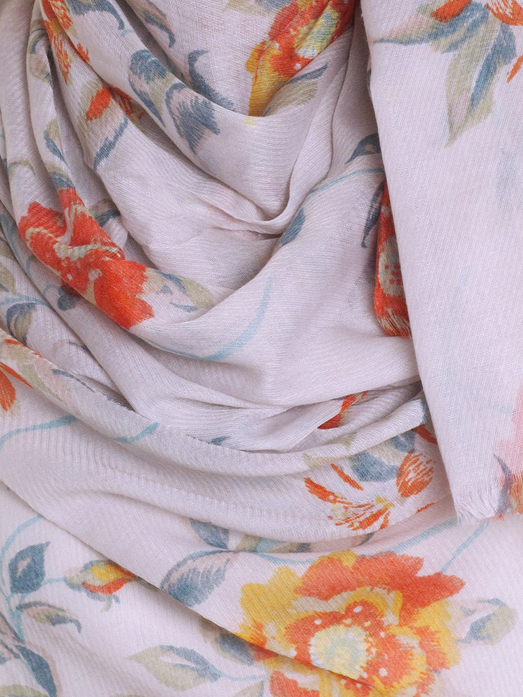 Taupe Pastel Floral Print Hijab