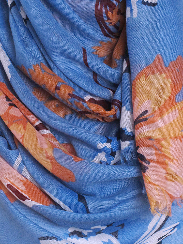 Blue Floral Sketch Print Hijab