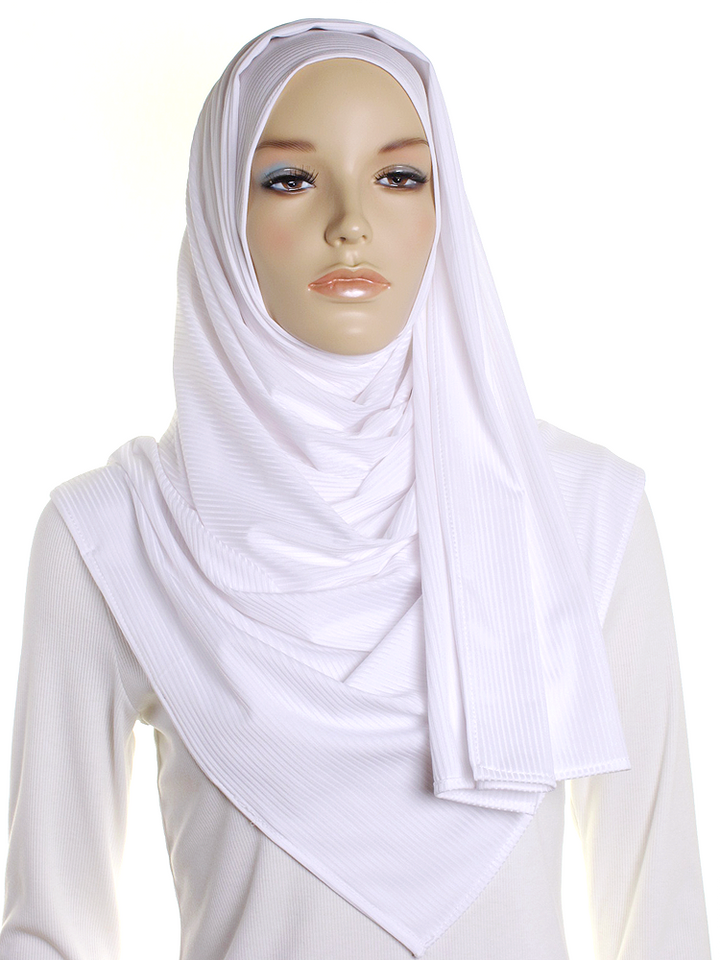 White Ribbed Jersey Hijab